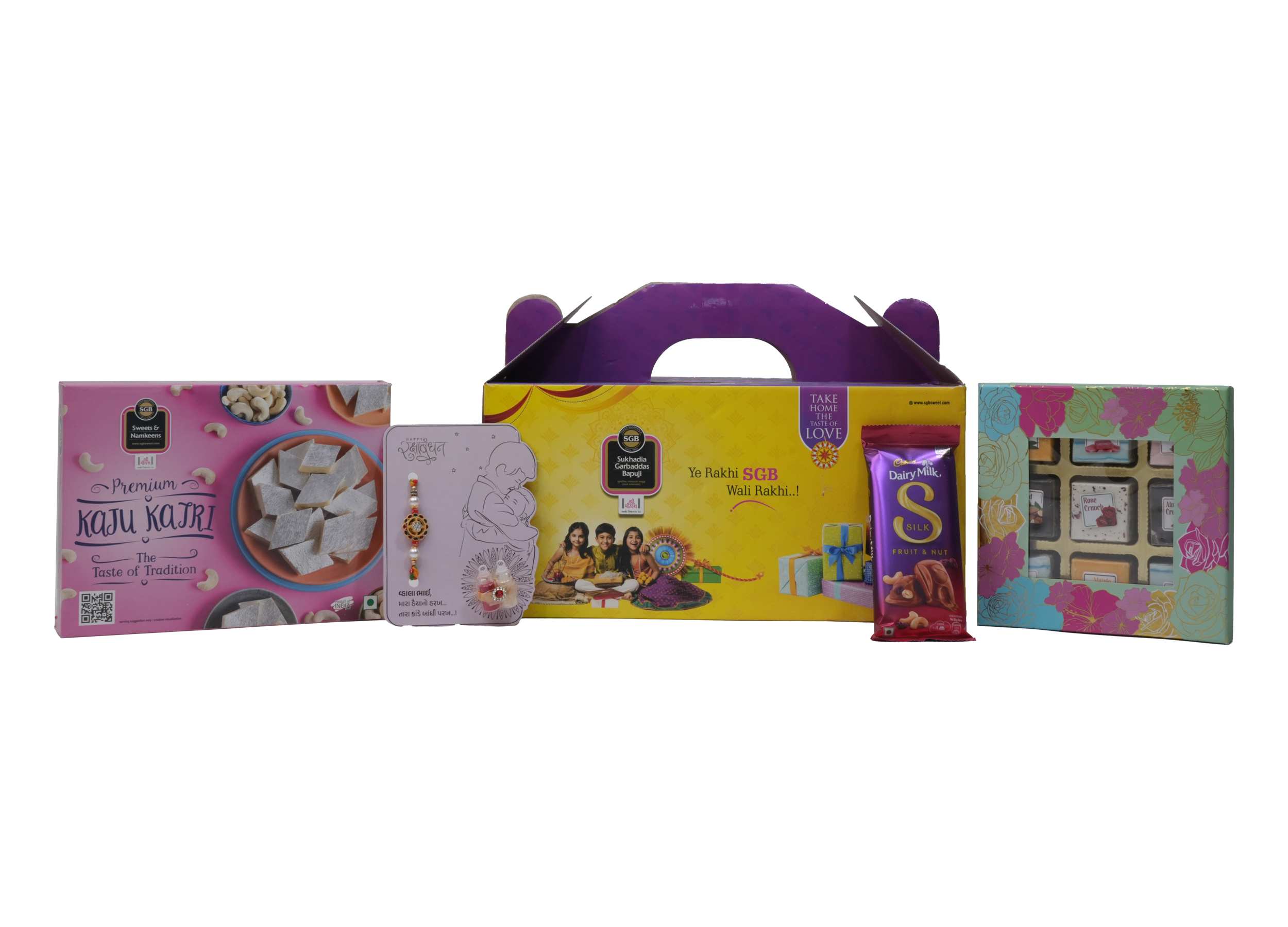 Luxury Rakhi Gift Hamper – Crunch Bites (9 pcs) & Kaju Katri (250g) with Chocolate & Rakhi Card