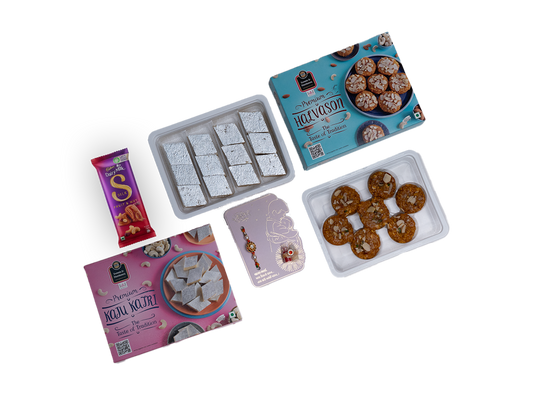 Assorted confectionery items including cookies, chocolate bars, and pastries on a white background