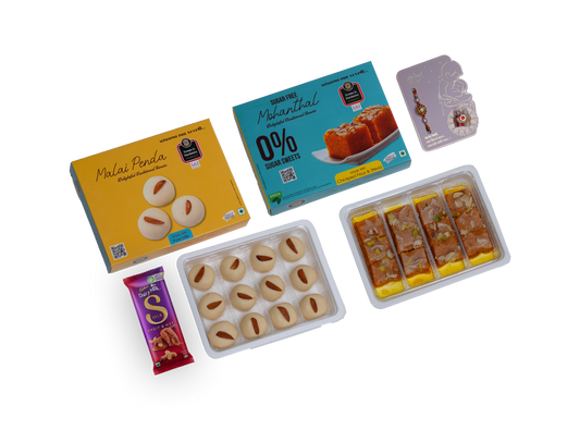 Assorted food products including cookies, bars, and a box on a white background